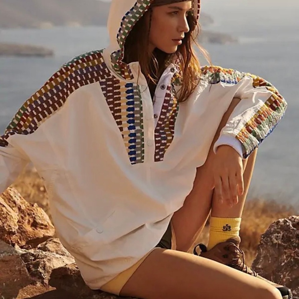 Free People Movement Kaleidoscope Hoodie Poncho, Large